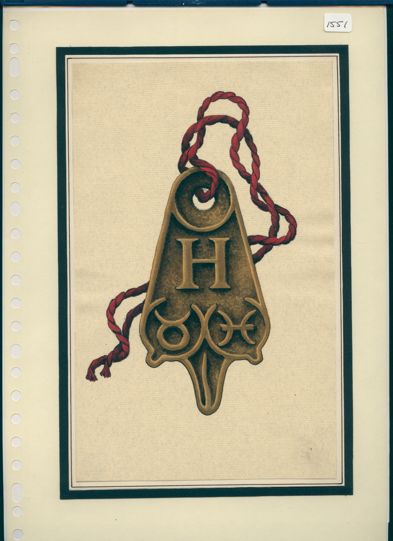 R/13/1551 - print of amulet with breasts and yoni, letter H and signs ...