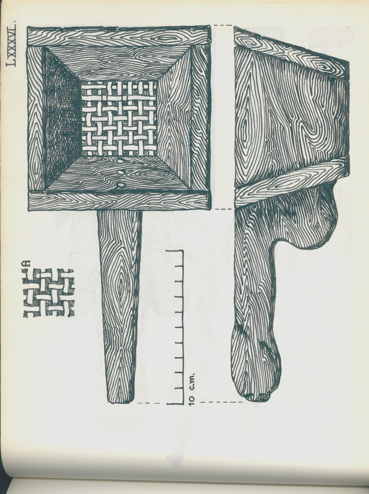 R/s.G/LXXXVI Drawing of a sieve or tray with phallic handle; above